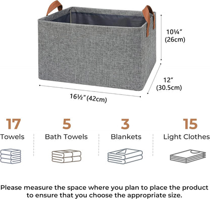 GRANNY SAYS Storage Baskets for Shelves, Closet Organizer Bins, Clothes Storage Bins with Metal Frame, Extra Large Baskets for Organizing and Storage, Collapsible, Gray, 2-Pack