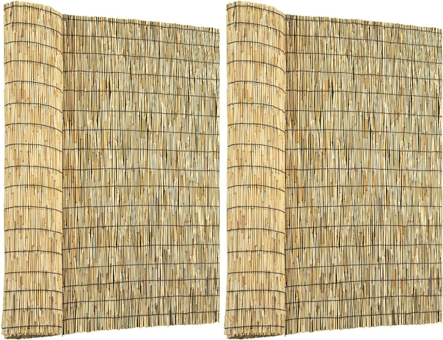 Natural 2 Pack 4FT X 16.4FT Reed Fencing Roll, Balcony Privacy Shade Reed Bamboo Fencing Garden Fence Border, Wind Block Sunshade Fence Screen for Outdoor Yard Patio Flower Bed Edge