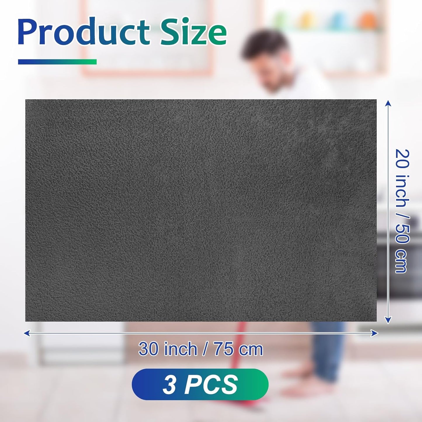 Newwiee 3 Pcs Extra Large Microfiber Cleaning Cloth 30" x 20" Washable Reusable Microfiber Towel Streak Free Lint Free Cloth for Cleaning Home Glass Office Window Bathrooms (Gray)