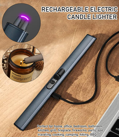 5IN1 Candle Accessory Set, Candle Wick Trimmer Cutter, Candle Snuffer & Candle Wick Dipper,Electric Lighter,Storage Tray Plat & Bag for Aromatherapy Candle Lover (Black)