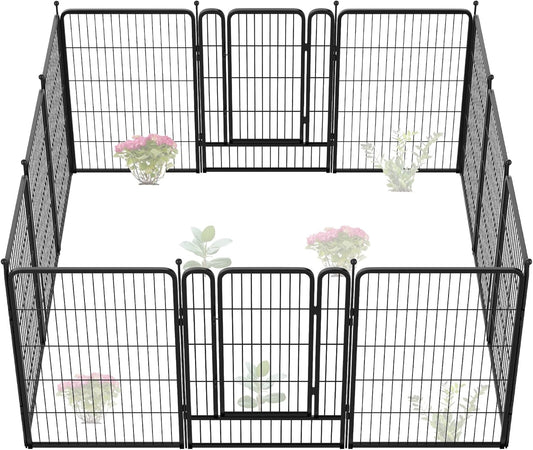 FXW Garden Fence 40in(H) x 26.7ft(L), 12 Panels Decorative Dog Fence Outdoor for The Yard – Heavy Duty Metal Animal Barrier for Dog and Rabbit, Easy Setup, Black