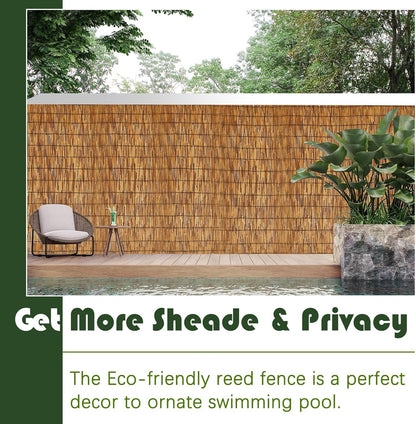 Barydat 2 Pcs 4 x 16.4 ft Bamboo Privacy Screen, Reed Fence Roller Patio Decorative Fences Reed Screen Curtain for Garden Backyard Patio Balconies