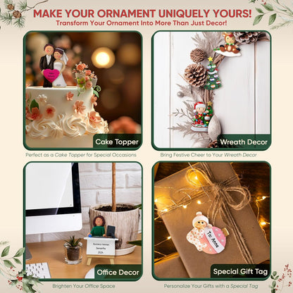 3D Snowman Family of 10 Ornament 2025 Personalized Family Christmas Ornaments 2025 | Snow People Personalized Tree Ornaments for Grandchildren, Siblings & Grandkids of Ten Ornament Snowmen Small Tree