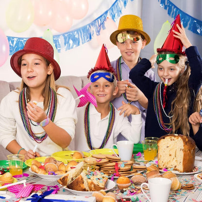 50PCS Mardi Gras Beads, Metallic 10 Kinds of Bead Necklace Party Favors, 33" Mardi Gras Necklace Stuff, Festival Parade Throw Accessories for Wedding Birthday Celebrations Decorations