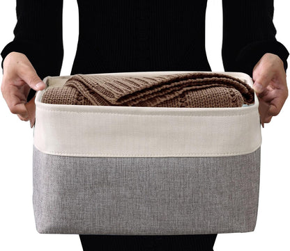 DECOMOMO Storage Baskets for Shelves - Fabric Closet Organizers and Storage Bins, Perfect Baskets for Organizing Closet Toys Nursery (Grey and White, XL - 3 Pack)