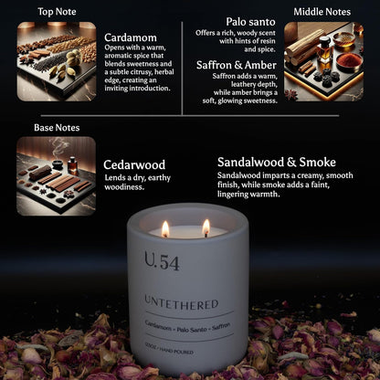 U.54 Luxury Scented Candle – Cardamom, Palo Santo & Amber | Hand-Poured in USA w/ 100% Natural Coconut & Apricot Wax | Double Wick, Long-Lasting Aromatherapy Candle for Home, Gift & Relaxing (12.5 oz)