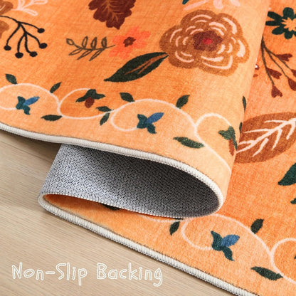 Runner Rug for Kitchen Rug Non Slip 2'x 6' Washable Rugs with Rubber Backing Soft Floral Carpet Runner for Hallways, Kitchen, Laundry, Bedroom, Bathroom(Yellow)