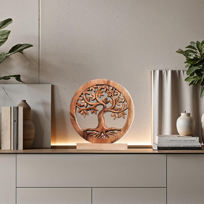 Decozen Solid Wood Tree of Life Sculpture - Home Decor, Living Room, Boho, Shelf, Coffee Table, Centerpiece Table Decorations, Mantle, Dining Table Centerpiece, Bathroom Shelf, Entryway, Farmhouse