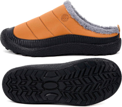 Womens Mens House Slippers Slip on Snow Winter Warm Fully Fur Lined Slippers Indoor Outdoor Shoes