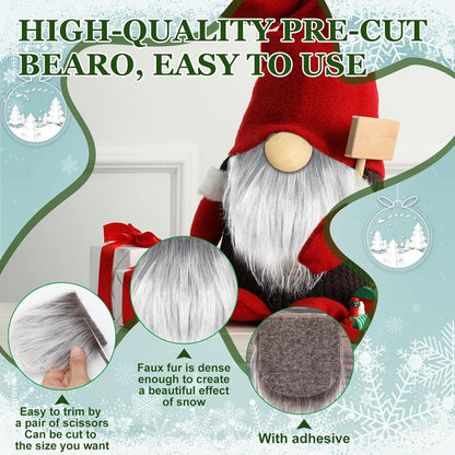 Sosation 60 Pcs Gnomes Beard Sets Faux Fur Pre Cut Gnomes Beard Foam Cone Foam Handmade Wood Balls for Halloween Christmas Day Crafts(Grey, Brown, White)