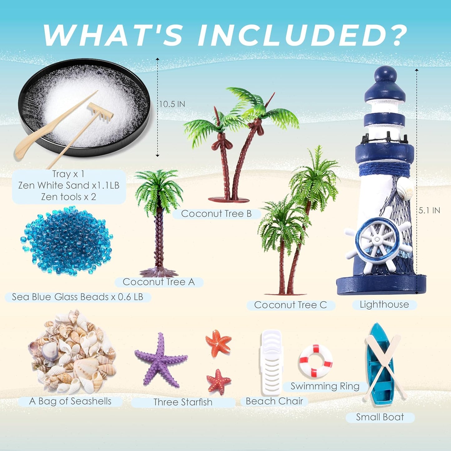 Zen Garden for Desk, Holiday Island Theme Sand Box Kit, Garden Meditation, Stress Relief Gifts, Home Office Desk Decoration.