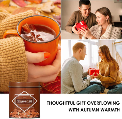 Cinnamon Clove Fall Scented Candle – 9 oz Soy Wax in Travel-Friendly Reusable Tin, Non-Toxic & Clean Burning, 50-Hour Burn – Cozy Autumn Fragrance, Holiday Gift & Fall Decor for Women & Men