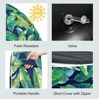 LVTXIII Inflatable Stool Ottoman Footrest with Handle, All Weather Foot Rest, Indoor or Outdoor Use for Home Patio Garden and Camping, D21 x H9, Hanalei Lagoon