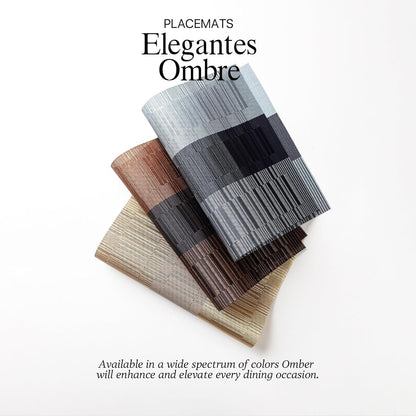 LEXMORE Placemats Set of 12 Vinyl/Plastic Woven Place Mats for Kitchen Table Indoor/Outdoor Washable Placemat Wipeable Dining Table Mats(E-Silver Gray Black)