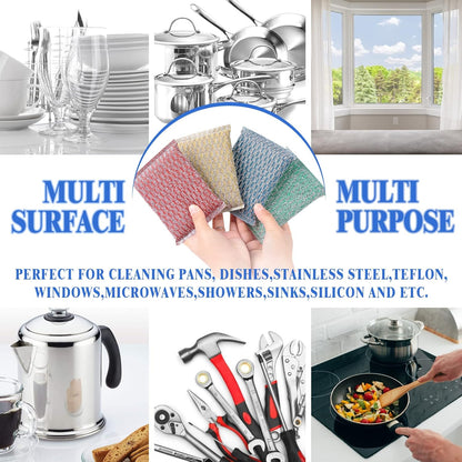 6pcs Stainless Steel Scrubber 2pcs Heavy Duty Scrub Sponges 1pcs Dish Clean Towel for Kitchens Bathroom and More