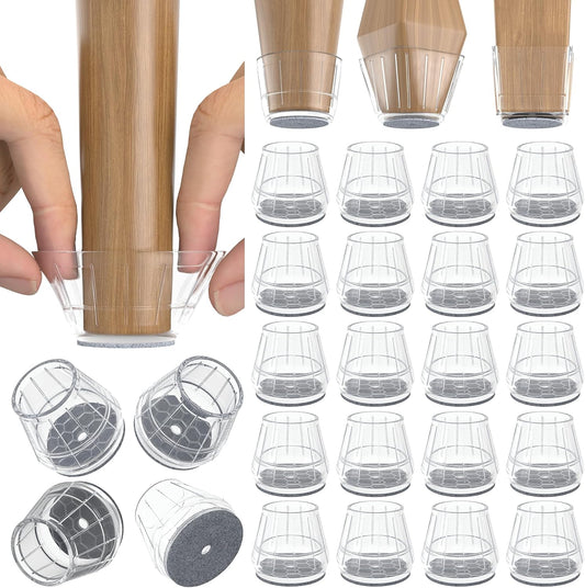 24PCS Silicone Chair Leg Floor Protectors for Hardwood Floors, Thicken Rubber Chair Leg Cap Covers, Non Slip Furniture Leg Pads to Protect Wood Tile Floors from Scratches and Reduce Noise