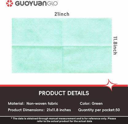 Disposable Dish Cloths Disposable Cleaning Towels Heavy Duty Reusable Cleaning Cloths Dish Rags for Kitchen,11.8 x 21 inches - 50 Counts/Pack,Green