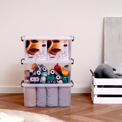 Citylife 32 QT Plastic Storage Bins with Latching Lids Stackable Storage Containers for Organizing Large Clear Storage Box for Garage, Closet, Classroom, Kitchen, 2 Packs