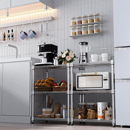 450 lbs Wire Storage Shelving 3-Tier Utility Shelving Unit Steel Organizer Wire Rack for Home,Kitchen,Office,Chrome(11.8" D x 17.7" W x 26.4" H)