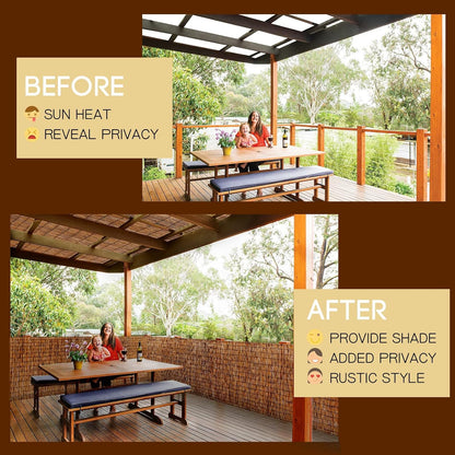 ZNCMRR Reed Fencing Rolls Natural Bamboo Fence 5.5 Feet High Privacy Screen Curtains Fence for Balcony Patio Garden Backyard Shades Outdoor 5.5FT X 16.4FT （Brown）