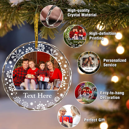 Personalized Photo Crystal Ornaments, Custom Glass with Picture for Christmas, Customized Crystal Gifts for Family Couple, Personalized Decorative Hanging Ornaments