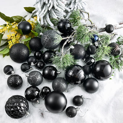 LANGXUN 36pcs Black Christmas Tree Decorations Balls, Bolas De Navidad, 2025 Christmas Decor, Indoor Outdoor Shatterproof Christmas Ornaments, Xmars Party Wedding Suppiles