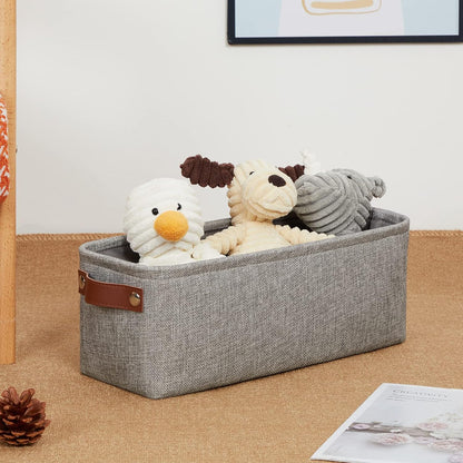 DULLEMELO Soft Cotton Fabric Bathroom Storage Baskets 2 Pack Fabric Shelf Baskets for Gifts Empty Small Storage Organizer for Closet,Toys,Bedroom (Grey)