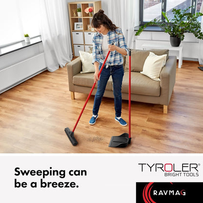 Dustpan with Handle by Ravmag- Solid Natural Rubber Construction- 40” Long Handled Dust Pan- Stand Up Design- Accommodates Any Broom/Hand Brush- Best Dustpans for Home/Lobby/Shop