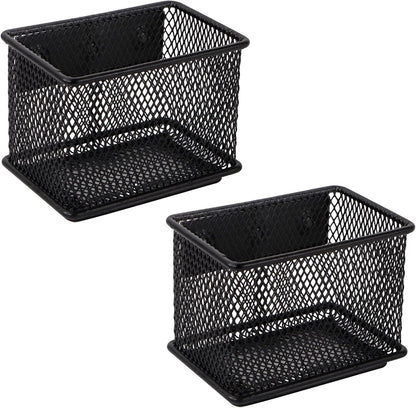 Black Magnetic Basket Set of 2, Refrigerator Basket, Magnetic Baskets Heavy Duty, Magnetic Locker Organizer Holder for Whiteboard Office, 3.42'' × 2.36'' × 2.55''