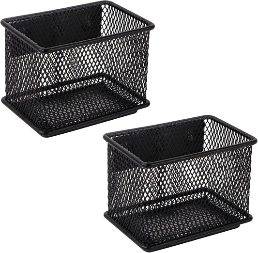 Black Magnetic Basket Set of 2, Refrigerator Basket, Magnetic Baskets Heavy Duty, Magnetic Locker Organizer Holder for Whiteboard Office, 3.42'' × 2.36'' × 2.55''