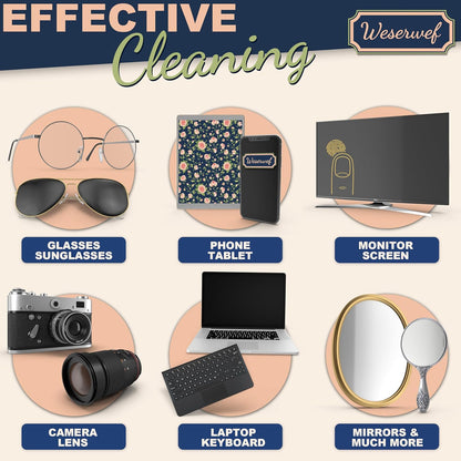 WESERWEF Design Microfiber Glasses Cleaning Cloth – Premium Cleaning Cloth for Eyeglasses, Screens, Tablets, Cameras & Lenses, 12" x 12", Ultra-Soft & Scratch-Free (Rose)