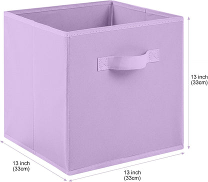 Stero 13x13x13 Inch Fabric Storage Bins 6 Pack Fun Colored Durable Storage Cubes with Handles Foldable Cube Baskets for Home, Kids Room, Closet and Toys Organization Purple, Pink, peachpuff
