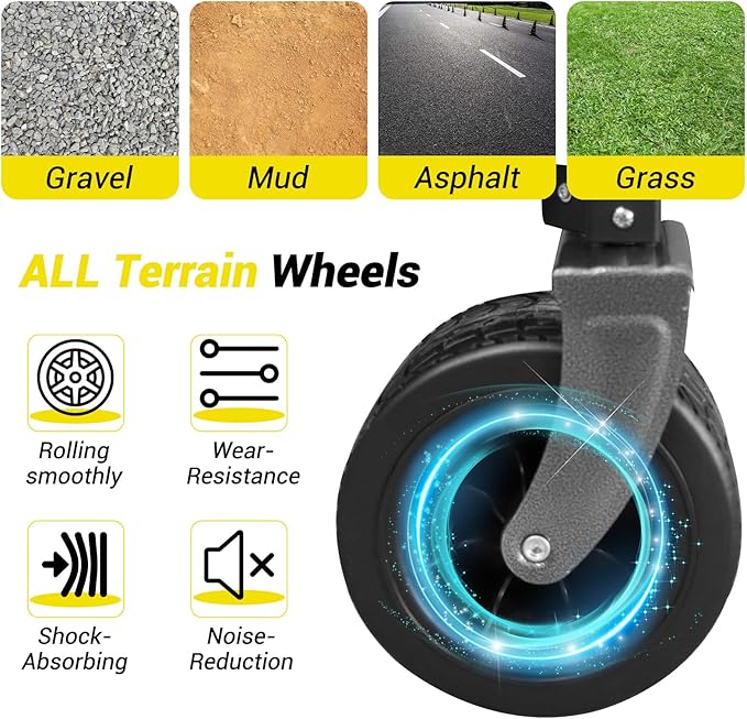 Collapsible Foldable Extended Wagon, Weight Capacity 440 LBS, Heavy Duty Large Wheeled Utility Cart, Folding Grocery Shopping Cart for Camping, Grocery, Garden - Large Capacity Portable Outdoor Cart