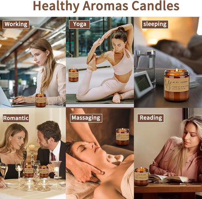 Aromatherapy Candles for Home Scented, Candle Gift Set for Stress Relief | Meditation | Yoga | SPA | Relaxing, Amber Jar Candles for Women, Birthday, Valentine, Mother's Day, 7.1 oz - Pack of 4