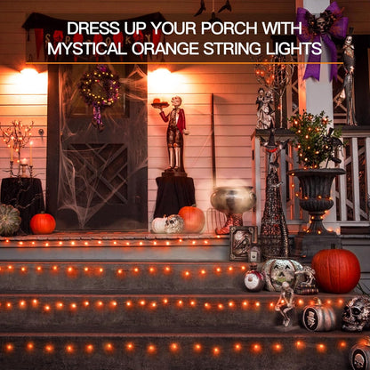 suddus Orange Halloween Fairy Lights Battery Operated, 66ft 200 LED Copper Wire Twinkle Lights Waterproof, String Lights with Remote for Bedroom, Party, Yard, Door, Garland, Tree Decorations