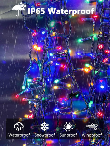 4 Pack 400 LED Solar Christmas Lights Outdoor, Solar String Lights for Outside with 8 Lighting Modes, Waterproof Green Wire Solar Powered Tree Light for Xmas Party Yard Garden Decorations (Multicolor)