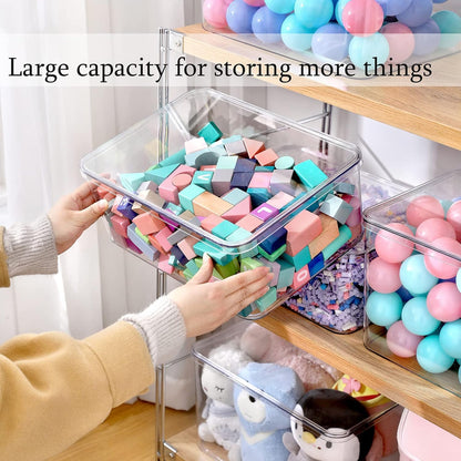 Clear Storage Bins With Lids,5 Packs Food Storage Organizer,Cabinet Storage Basket for Clothing, Towels, Cosmetics, Kitchen Storage Containers,Transparent Pantry Containers (3L+2S)