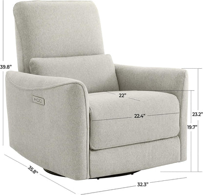 CHITA Power Recliner Chair Swivel Glider, FSC Certified Fabric Living Room Nursery Reclining Sofa Chair with Lumbar Support, Dove Grey