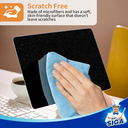 MR.SIGA Microfiber Cleaning Cloths, All-Purpose Surface Microfiber Towels, Streak Free Cleaning Rags, Pack of 12, Sky Blue, Size 32 x 32 cm(12.6 x 12.6 inch)
