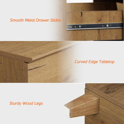 WAMPAT Dresser with 6 Drawers, Bedroom 70.8" Wide Wooden Chest of Drawers, Modern Dressers Closet Storage Organizer w/Solid Wood Legs for Living Room, Kids Room, Nursery, Oak Brown