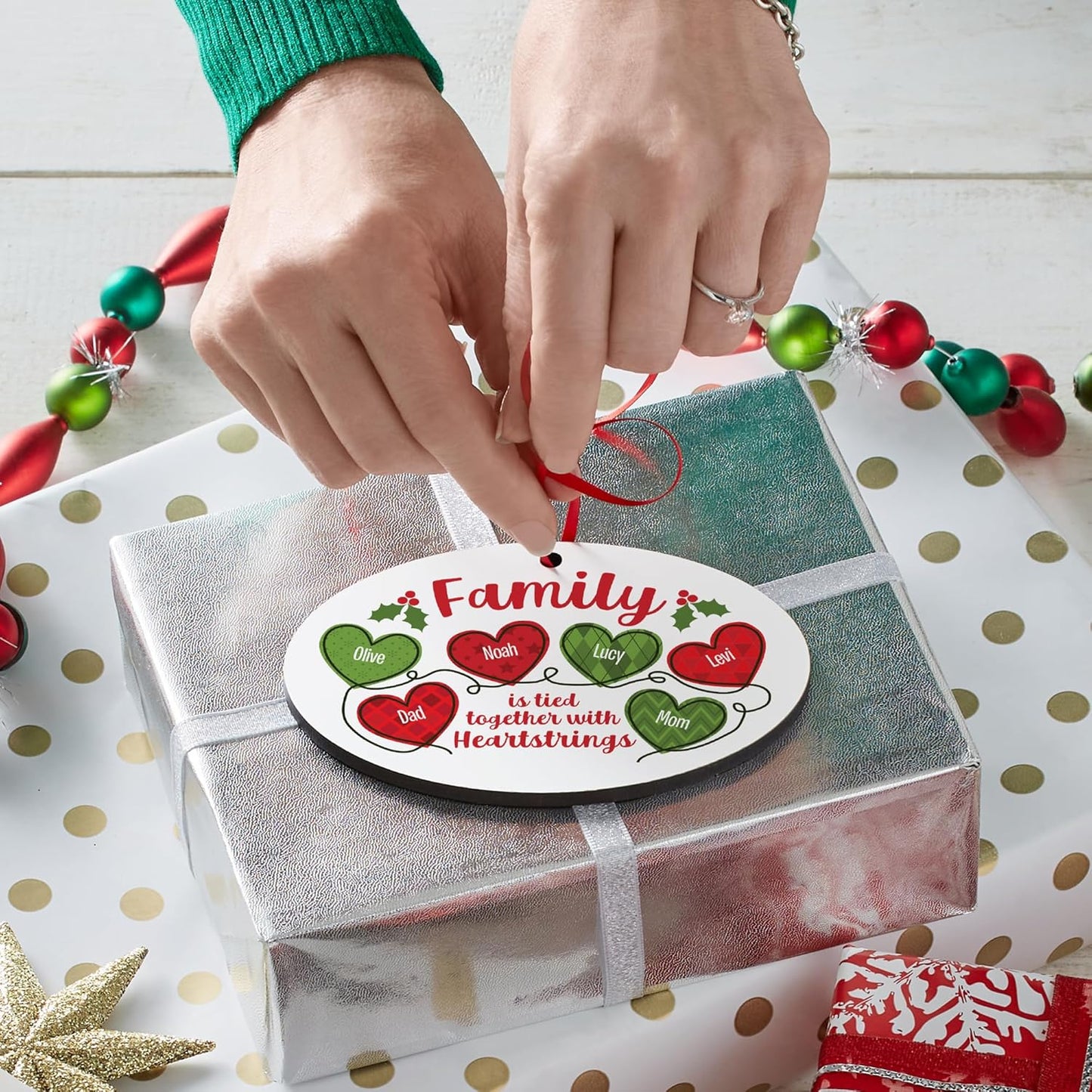 Let’s Make Memories Personalized Christmas Ornament - for Friends - 2024 Christmas Ornament - Wood - Oval - 2–6 Names - Heartstrings