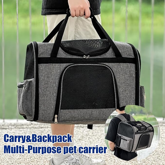 pet Bag Multi Purpose pet Bag Collapsible Portable for Dog cat go Out Traveling Carrier Backpack for Secret Adventures Cat and Dog (Black, S:17.7"X10.6"X12.6”)