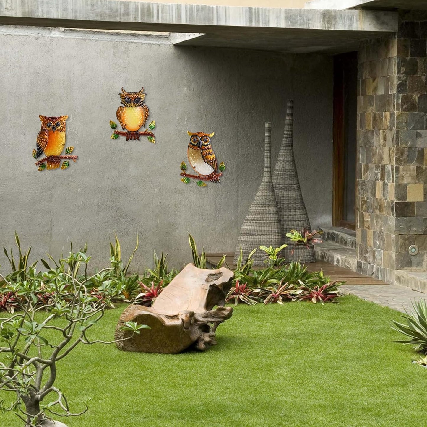 J-Fly Owl Decorative Metal Wall Art Owl Outdoor Decorative Metal Bird Wall Art Exquisite Owl Decorations For Garden Patio Porch Bedroom Kitchen Owl Lover Gift 9 Inch Set Of 3