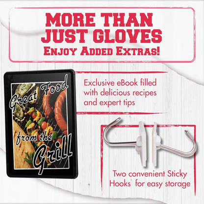 KITCHEN PERFECTION Silicone Smoker Oven Gloves for Women -Extreme Heat Resistant BBQ Gloves -Handle Hot Food Right on Your Smoker Grill Fryer|Waterproof Oven Mitts Grill |Superior Set+3 Bonuses