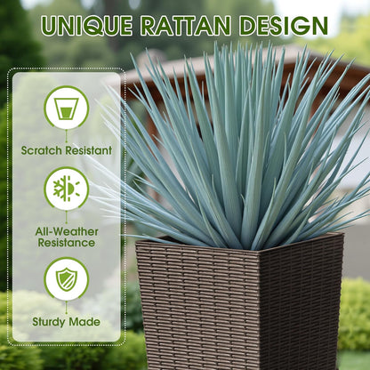 Devoko Resin Tall Planters for Outdoor Plants Set of 2, Large Taper Outdoor Planter Pots with 4 Drainage Holes, Flower Pots Modern Decor for Porch, Patio, Backyard, Home Garden (Brown, 32")