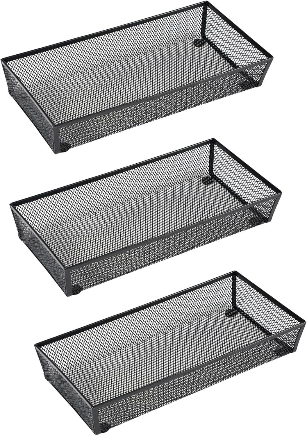 BYCY 3 Pack Mesh Flatware Drawer Organizer for Kitchen/Office/Home Tools,Spoon Knife Fork Organizers Box Utensil Tabletop Storage Tray (12 x 6 x 2 Inch)
