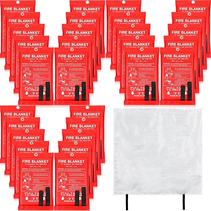 Jerify 36 Pcs Fire Blanket - Fiberglass Fire Emergency Flame Retardant Safety Fireproof Safety Suppression Cover Blanket for Kitchen, Home, Car and Office - 39 x 39 Inch (Red)