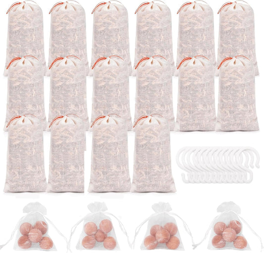 Homode Cedar Blocks for Clothes Storage, Cedar Balls and Cedar Chips for Closets and Drawers, Scented Cedar Sachets Bags Closet Air Freshener, 24 Pack