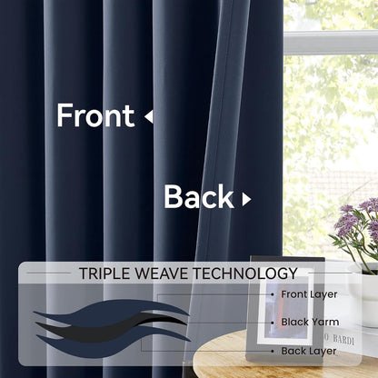 KangBang Navy Blue Blackout Curtains 84 Inch Length 2 Panels Set-Pinch Pleated Energy Saving Drapes for Bedroom Patriotic Nautical Decor Thermal Insulated Polyester Modern Decor, 40Wx84L