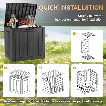 Outdoor Storage Box, 32 Gallon Deck Box Indoor Outdoor Storage Bin,Waterproof Resin Patio Storage Box for Garden Tools,Package Delivery,Pool Accessories,Sports Equipment,Patio Furniture,Lockable